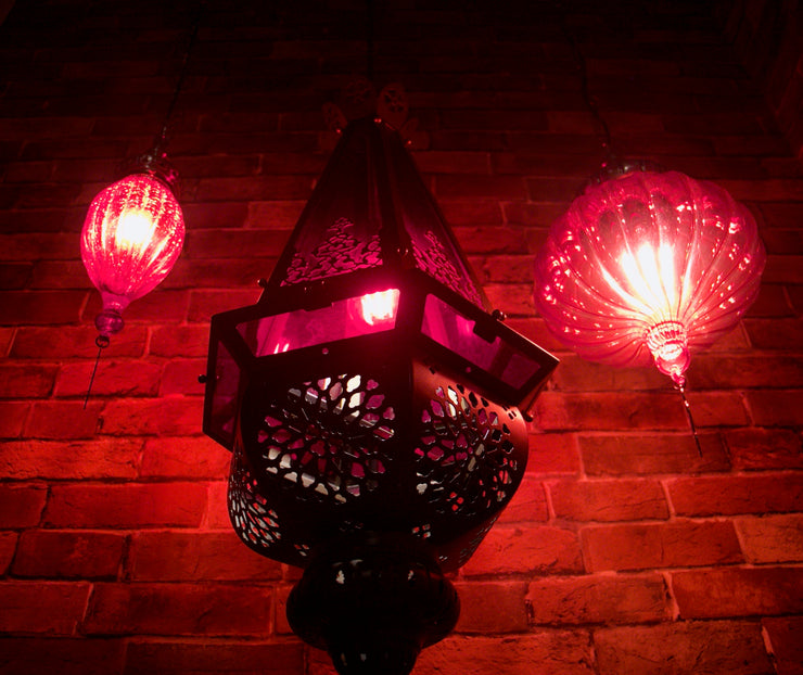 Casablanca Nights Collection, Hanging Red Blown Glass Globe