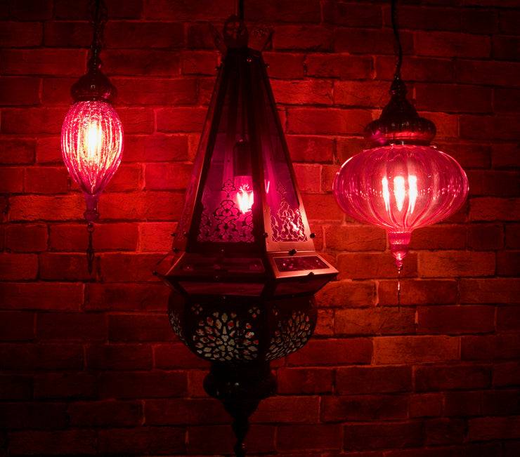 Casablanca Nights Collection, Hanging Red Blown Glass Globe