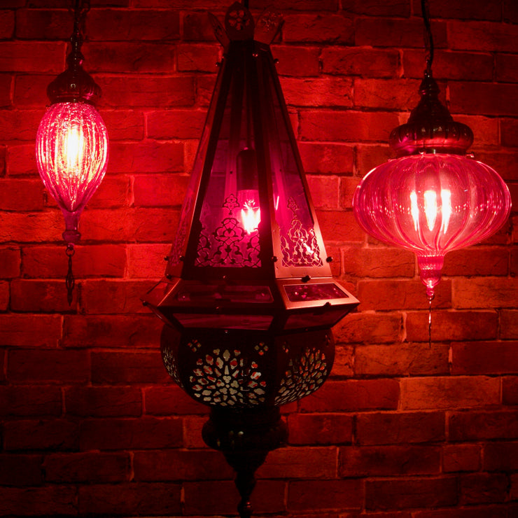 Casablanca Nights Collection Hanging Red & Brass Fixture