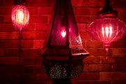 Casablanca Nights Collection, Hanging Red Blown Glass Globe