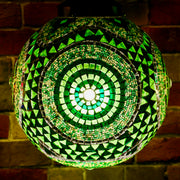 Hanging Mosaic Lamp in Lush Greens, Medium