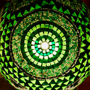 Hanging Mosaic Lamp in Lush Greens, Medium