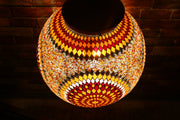 Hanging Mosaic Globe in Orange & Red, Large