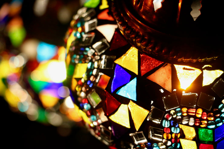 Five Globe Mosaic Chandelier in Multiple Colors