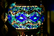 Seven Globe Mosaic Chandelier in Shades of Blue