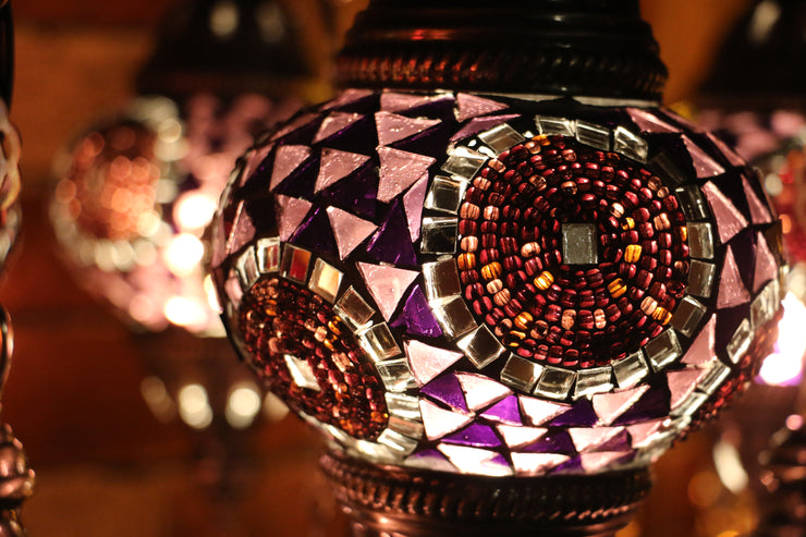 Nine Globe Mosaic Chandelier in Natural Purple Tones