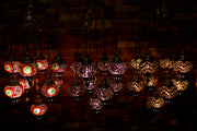 Nine Globe Mosaic Chandelier in Natural Purple Tones