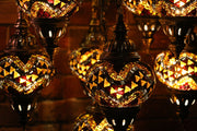 Nine Globe Mosaic Chandelier in Amber Tones