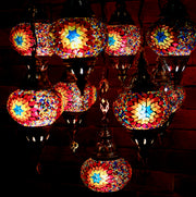 Nine Globe Mosaic Chandelier in Bright Colors