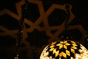 Nine Globe Mosaic Chandelier in Amber Tones