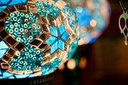 Nine Globe Mosaic Chandelier in Aqua Blue