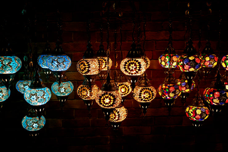 Nine Globe Mosaic Chandelier in MutliColors