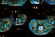 Nine Globe Mosaic Chandelier in Aqua Blue