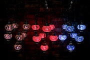 Seven Globe Mosaic Chandelier in Vibrant Red
