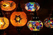 Mosaic Table Lamp in MultiColor Blue Star, Swan Neck