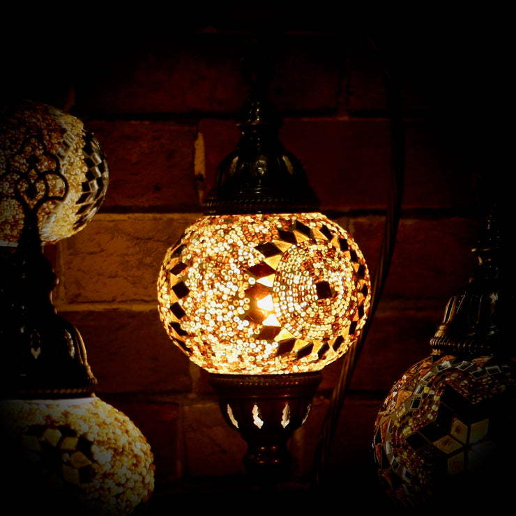 Mosaic Table Lamp in Amber, Swan Neck