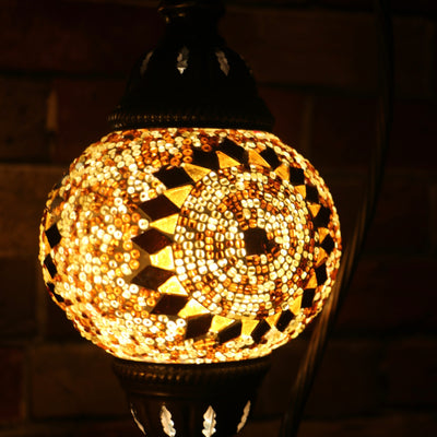 Mosaic Table Lamp in Amber, Swan Neck