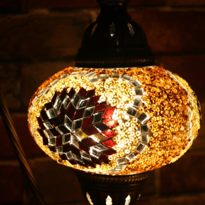 Mosaic Table Lamp in Amber, Swan Neck