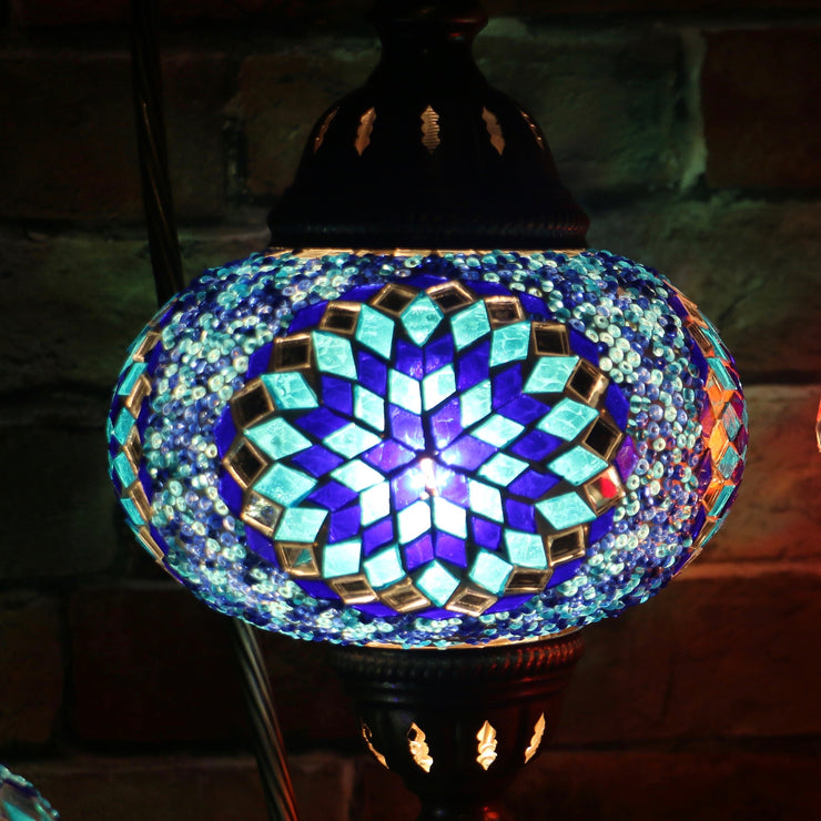 Mosaic Table Lamp in Two Blues, Swan Neck