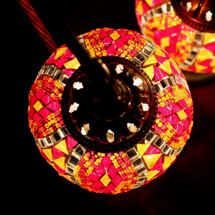 Mosaic Table Lamp in Red & Orange, Swan Neck