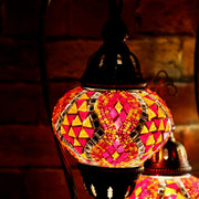 Mosaic Table Lamp in Red & Orange, Swan Neck