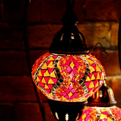 Mosaic Table Lamp in Red & Orange, Swan Neck