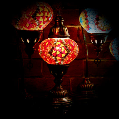 Mosaic Table Lamp in Red & Orange