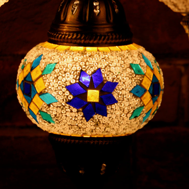 Mosaic Table Lamp in White with Accents