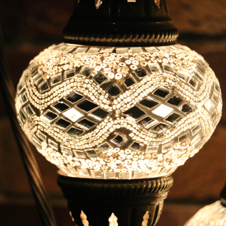 Mosaic Table Lamp in White, Swan Neck
