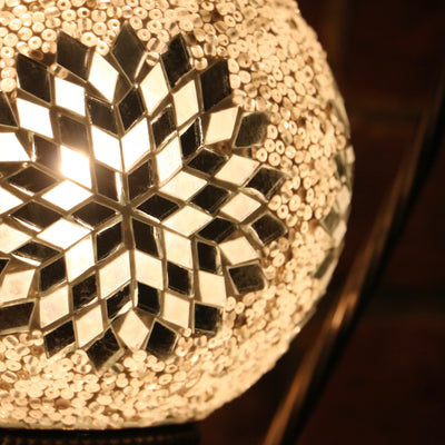 Mosaic Table Lamp in White Sunburst