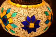 Mosaic Table Lamp in White with Accents, Swan Neck