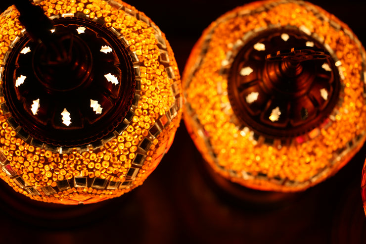 Mosaic Table Lamp in Bright Orange