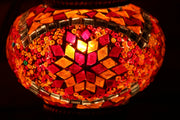 Mosaic Table Lamp in Orange & Red, Swan Neck