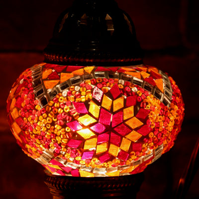 Mosaic Table Lamp in Orange & Red, Swan Neck