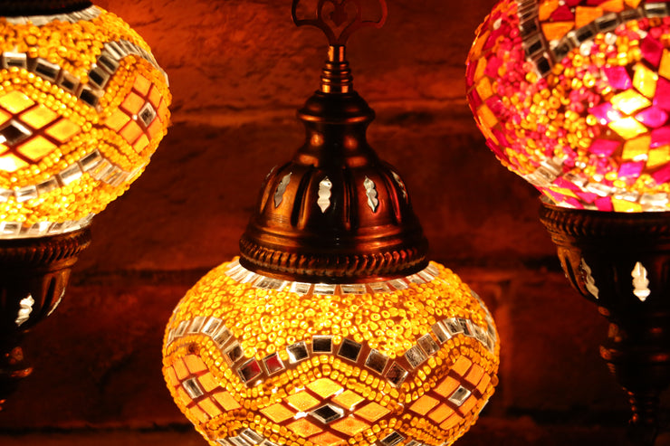 Mosaic Table Lamp in Bright Orange, Swan Neck