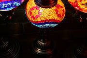 Mosaic Table Lamp in Orange, Red & Two Blues