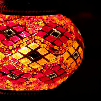 Mosaic Table Lamp in Orange & Red