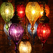 Chandelier of Color in Blown Glass and Brass