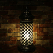 Table or Floor Lamp in Brushed Nickel & Glass