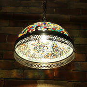 Hanging Mosaic Dome Lamp in MultiColors, Open Bottom