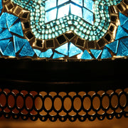 Hanging Mosaic Dome Lamp in Aqua Blue, Open Bottom