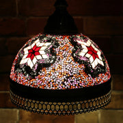 Hanging Mosaic Dome Lamp in Blush Tones, Open Bottom