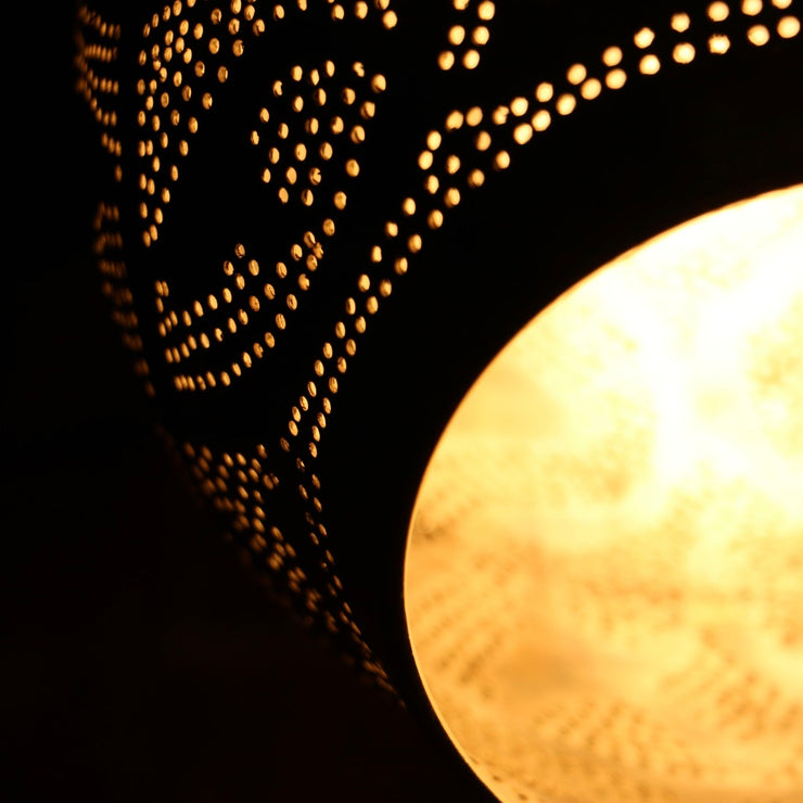 Hand-Punctured Nickel-Plated Brass Hanging Lamp