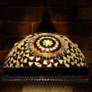 Hanging Mosaic Dome Lamp in Amber, Open Bottom
