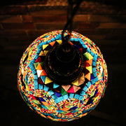 Hanging Mosaic Dome Lamp in Aqua & MultiColors, Open Bottom