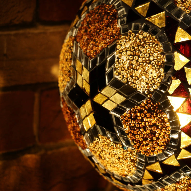Mosaic Table or Floor Lamp in Amber Tones