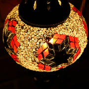 Mosaic Table Lamp in Pale Pink, Red, & Violet, Swan Neck