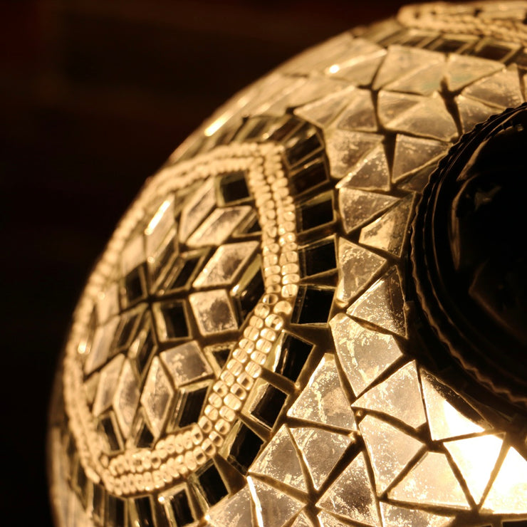 Hanging Mosaic Dome Lamp in White, Open Bottom