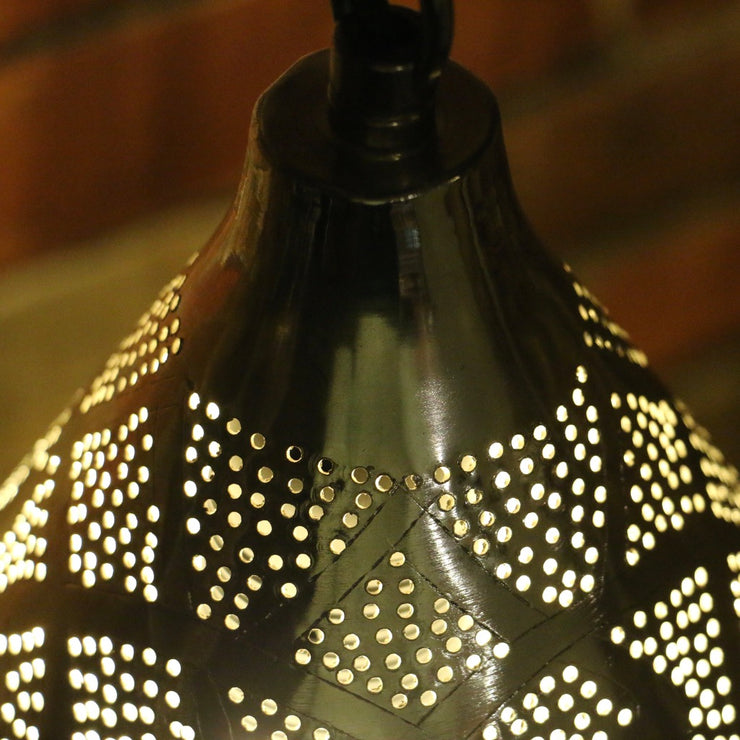 Hand-Punctured Nickel-Plated Brass Hanging Lamp