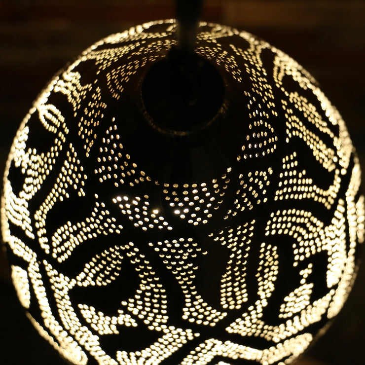 Hand-Punctured Nickel-Plated Brass Hanging Lamp